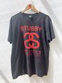 Vintage Stussy Design 1980 T-Shirt Herren schwarz T-Shirt rot Schreibweise Logo Größe Large