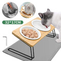 Katzennapf Erhöht, 2Er Set Futternapf Katze Aus Keramik Mit Napfunterlag 15°