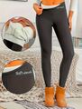 Damen Thermo Leggings Fleece Gefüttert Winter Warm Hose Leggins Gr.  L 40 Grau
