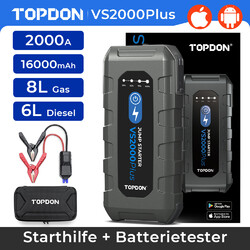 💥TOPDON 12V Auto Batterietester und 2000A 16000mAh Starthilfe Booster Powerbank