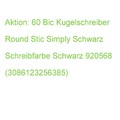 Bic Kugelschreiber Round Stic Simply Schwarz/transparent, Schreibfarbe: Schwarz,