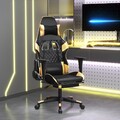vidaXL Gaming-Stuhl mit Massage & Fußstütze Schwarz Golden Kunstleder