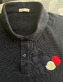 MONCLER Damen Poloshirt M Kurzarm Pikée Navy dunkelblau Applikation Vintage