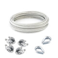 STAHLSEIL PVC SET verzinkt 5m - 200m + 4 Klemmen + 2 Kausche Seil Drahtseil DIN