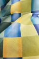 Gardinen Schal Vorhang Meterware grün blau gelb Quadrate Breite 1,5m transparent