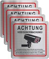 4x Achtung Videoüberwachung Schild 15x15cm Privat Kameraüberwachung Innen Außen