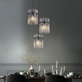 Hängeleuchte Hängelampe Pendellampe Glasstäbe Wohnzimmerlampe 3x LED H 140 cm