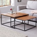 Design Couchtisch 2er Set ELEMENTS 75cm Sheesham Massivholz Wohnzimmertisch