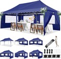 Pavillon 3x6 Wasserdicht Stabil Winterfest, Faltbar Partyzelt mit Seitenwänden~