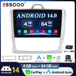 Android 14 4+64G DAB+ Autoradio GPS 9" Carplay Für Ford Focus MK2 MK II KAM WIFI