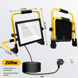 50W 100W LED Fluter mit Stecker Flutlicht Gelb Stativ Baustrahler Scheinwerfer