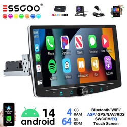 DAB+ Autoradio 4+64G Android 14 Carplay GPS Navi BT RDS 360° Drehbar Bildschirm
