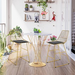 HOMCOM 2er-Set Barhocker, Bistrohocker mit Fußstütze, Kissen, Gold, 46x56x95 cm