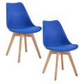 Set 2er Design Stuhl mit Kissen Blau – Esszimmerstuhl mit Holzbeinen DSW