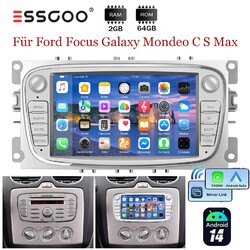Für Ford Focus Mk2 Mondeo C/S-MAX Galaxy 2+64G Android 14 Carplay Autoradio GPS