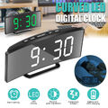 7" Gebogene LED-Digitaluhr Temperatur Uhr mit Schlummerfunktion USB-Ladekabel