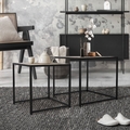 2er Set Beistelltisch Couchtisch Eichenoptik Sofatisch Metall Wohnzimmertisch
