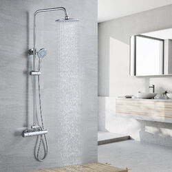 Duschsystem mit Thermostat Duscharmatur Bad Regendusche Handbrause Mischbatterie