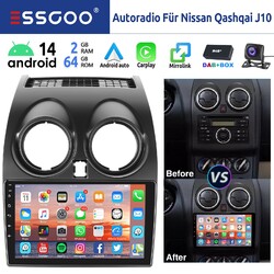 Android14 64G Autoradio DAB Carplay Für Nissan Qashqai J10 07-13 KAM GPS Nav RDS
