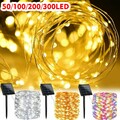 Solar Lichterkette Beleuchtung 100-300 LED Kupferdraht Party Garten Außen Deko