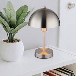 Tischlampe Tischleuchte Schlafzimmerlampe 1 flammig Pilzleuchte silber H 31 cm
