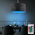 Hängelampe Pendelleuchte Wohnzimmerlampe Gold Textil Farbwechsel dimmbar RGB LED