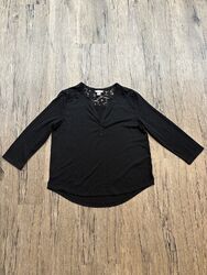 H&M Damen Bluse Shirt schwarz Größe M mit Spitze NEU