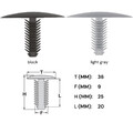 10x Verkleidung Clips Befestigung Panel Halter UNIVERSAL 9 mm Kopf 36 mm grau