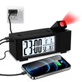 LED Digital Alarm Wecker mit Projektion Dimmbar Temperatur Tischuhr Wecker USB