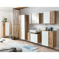 Badmöbel Set Eiche weiß stehend hängend Spiegelschrank Waschbeckenschrank Bad
