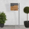 Briefkasten mit Ständer Standbriefkasten Mailbox Edelstahl Anthrazit Holzoptik