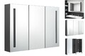 LED Bad Spiegelschrank 89x14x62 Cm Grau Badezimmer LED-Beleuchtung Spiegel