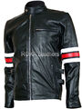Herren Weiche Biker Echt Lammleder Rein Leder Jacke Schwarz Premium Gestreift...