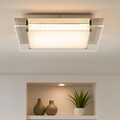 Deckenleuchte Deckenlampe Schlafzimmerleuchte dimmbar Glas nickel warmweiß LED