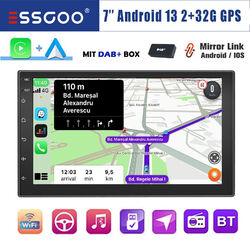DAB+ 7'' 2 DIN Carplay Autoradio Android 13 2+32G GPS Navi BT WIFI RDS HIFI USB