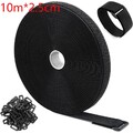 10M Klettband Selbstklebend Extra Stark Klettverschluss mit 50 Schnalle Schwarz