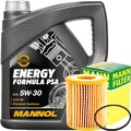 MANN ÖLFILTER + 4L MANNOL ENERGY FORMULA 5W30 PSA MOTORÖL B71 2290 9.55535-S1 S3