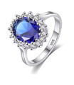 Eleganter Charm-Verlobungsring mit Blauem Zirkon, 3,2 ct Schliff, Silberring