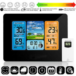 Wetterstation Funk mit Innen-Außensensor Digital Farbdisplay Thermometer Wecker