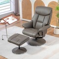 HOMCOM Relaxsessel mit Hocker, Fernsehsessel mit Liegefunktion Wippfunktion Grau