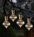 LED Solar Glühbirne Kugelleuchte Solarleuchte Terrasse Balkon Garten klar 4Stück