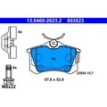 1x ORIGINAL® Ate 13.0460-2623.2 Bremsbelagsatz, Scheibenbremse Hinten, exkl.
