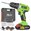 3/8" Akkuschrauber Set Schlagbohrschrauber Bohrmaschine Mit 2*Akkus & Ladegerät