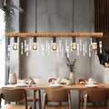 Pendelleuchte Hängelampe Holzleuchte Esstischlampe Kristalle 5 flammig H 120 cm