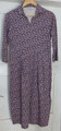 Hess natur 3/4-Arm Kleid blau mit roten Blumen Gr. 38 50% Baumwolle 50% Modal