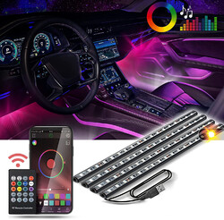 4x LED RGB Fußraumbeleuchtung Auto KFZ Innenraum Ambientebeleuchtung USB Leisten