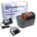 2in1 Set: Ni-MH Akku 12V 2000mAh + Ladegerät für Black & Decker Elektrowerkzeuge