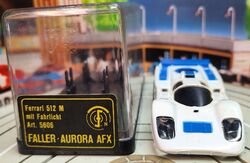 Faller Aurora 5606 ~~ neuwertiger Ferrari 512 M mit AFX Motor in OVP #EBS1262
