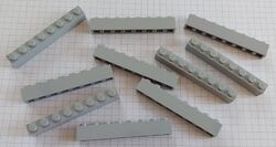 10 Stück Lego 1x8 brick 3008 light bluish gray / Basisstein, Baustein, hellgrau