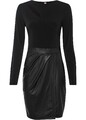 Lederimitat-Kleid mit Jersey-Oberteil Gr. 44/46 Schwarz Damen Minikleid Neu*